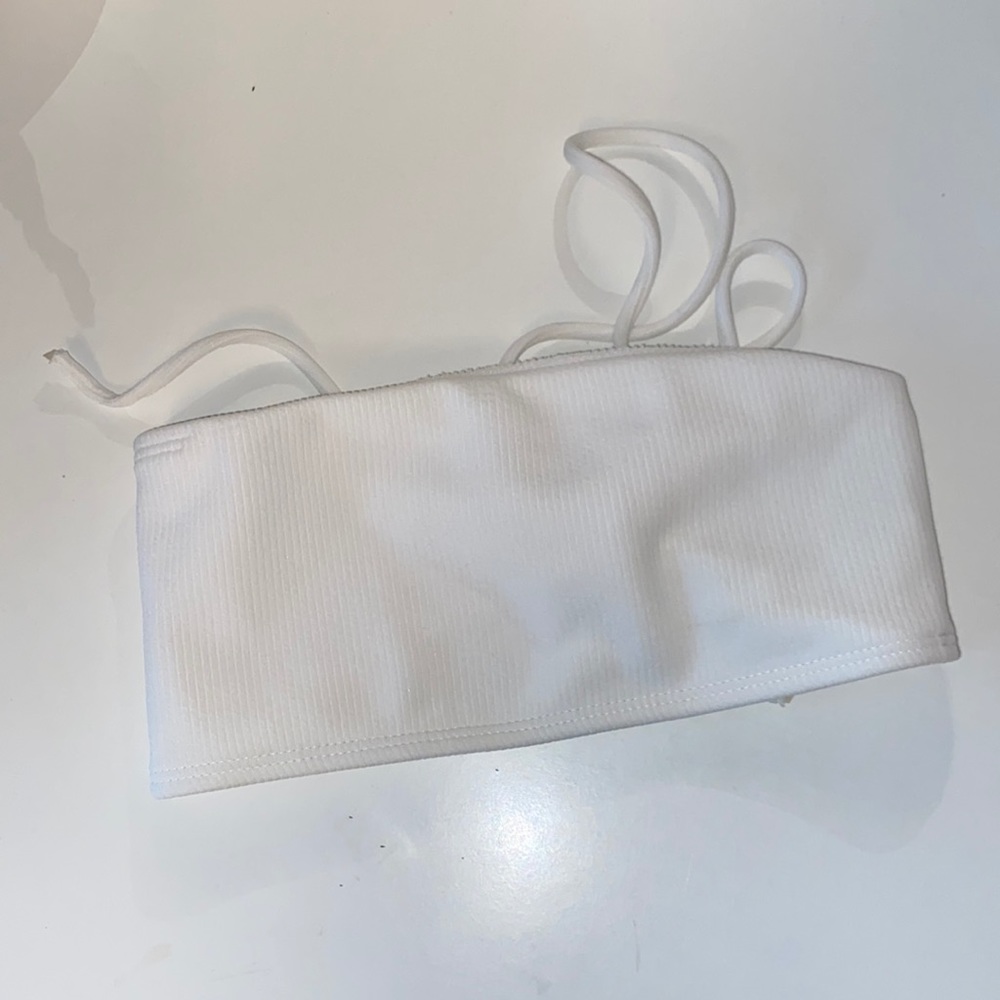 white bandeau bikini top